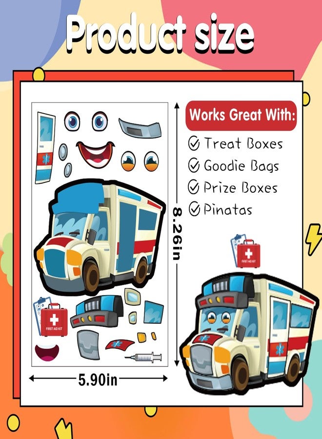 TAKEALOOKO 30 Sheets Make A First Responder Rescue Vehicle Stickers - Make Your Own Police Car Fire Engine Truck Ambulance Sticker for DIY Craft Party Favor Supplies - Image 3